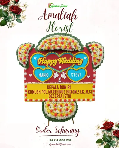 Karangan Papan Bunga Pernikahan di Werdi Bhuwana